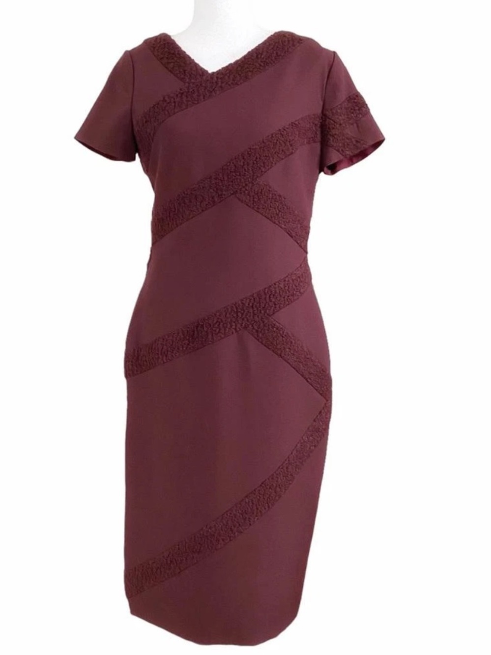 Raoul Garnet Marielle Burgundy
Wool Blend Textured
Contoured Midi Dress- 8 - Picture 2 of 7